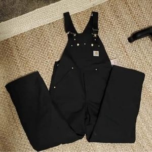 Nwt new Carhartt 30×32 quilt lined duck bib overalls over cover all black work